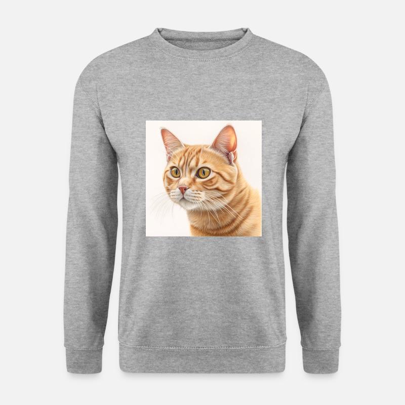 Katze - Unisex Pullover - Weißgrau meliert