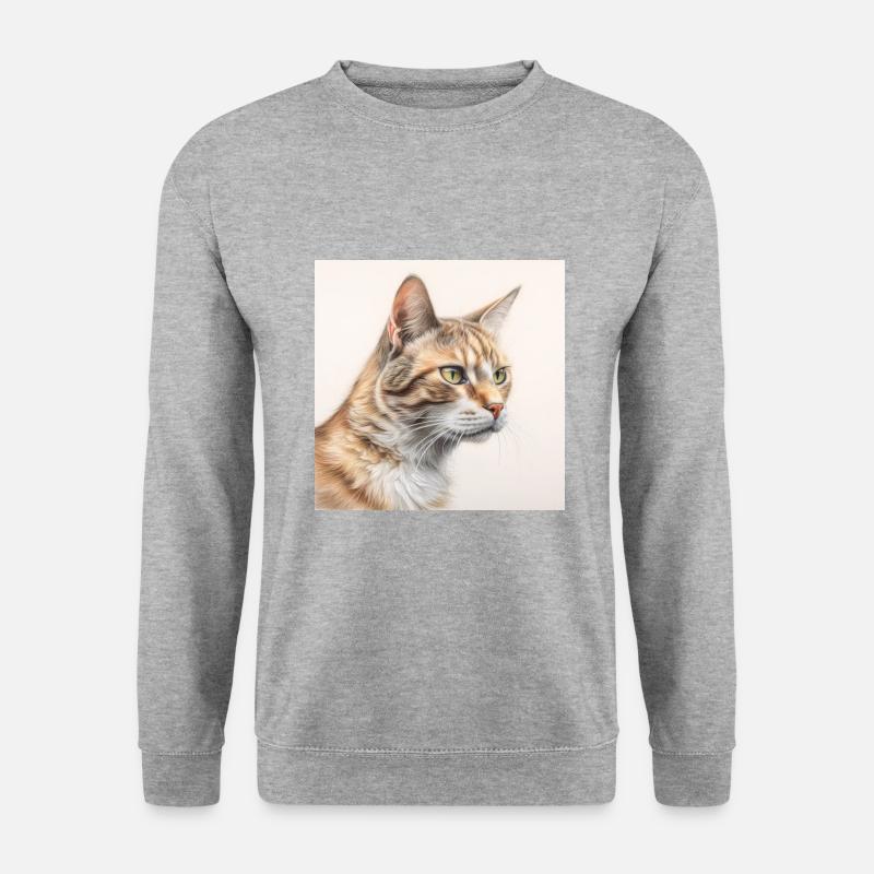 Katze - Unisex Pullover - Weißgrau meliert