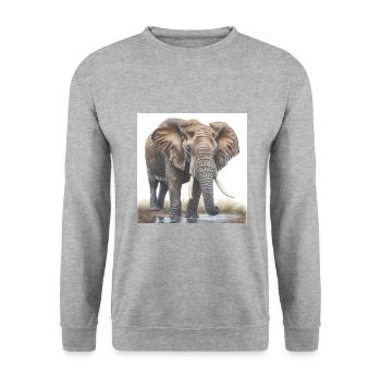 Elephant - Unisex Sweatshirt - salt & pepper - Front - Alina (178cm) & Michal (187cm)