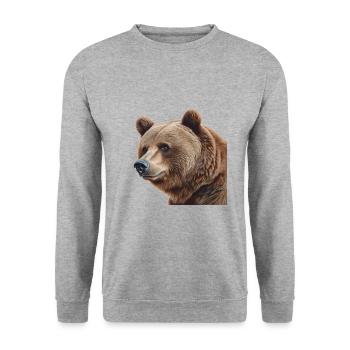 Bär - Unisex Pullover - Weißgrau meliert - Vorne - Alina (178cm) & Michal (187cm)
