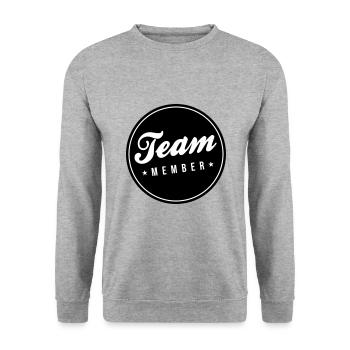Team Mitglied - Unisex Pullover - Weißgrau meliert - Vorne - Alina (178cm) & Michal (187cm)