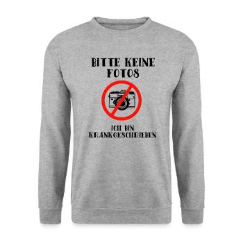 Bitte keine Fotos / Festival - Unisex Pullover - Weißgrau meliert - Vorne - Alina (178cm) & Michal (187cm)