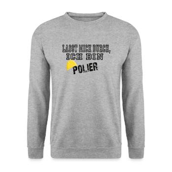 Lasst mich durch ich bin Polier - Unisex Pullover - Weißgrau meliert - Vorne - Alina (178cm) & Michal (187cm)