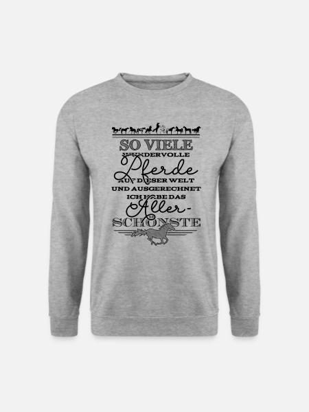 So viele Pferde und ich hab das Schönste - schwarz - Unisex Pullover - Weißgrau meliert