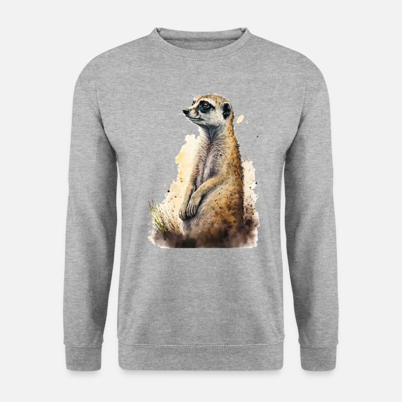 Süßes niedliches Erdmännchen - Unisex Pullover - Weißgrau meliert