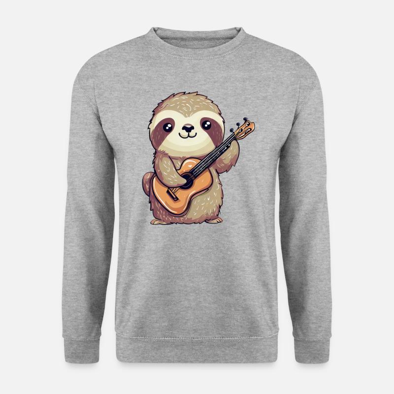 faultier-Gitarrenspieler - Unisex Pullover - Weißgrau meliert