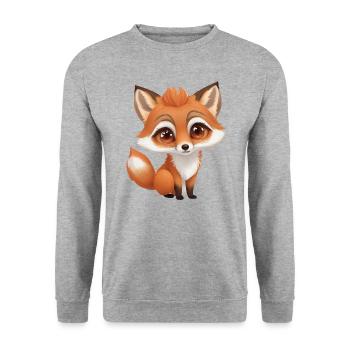 Süßer sitzender Fuchs - Unisex Pullover - Weißgrau meliert - Vorne - Alina (178cm) & Michal (187cm)
