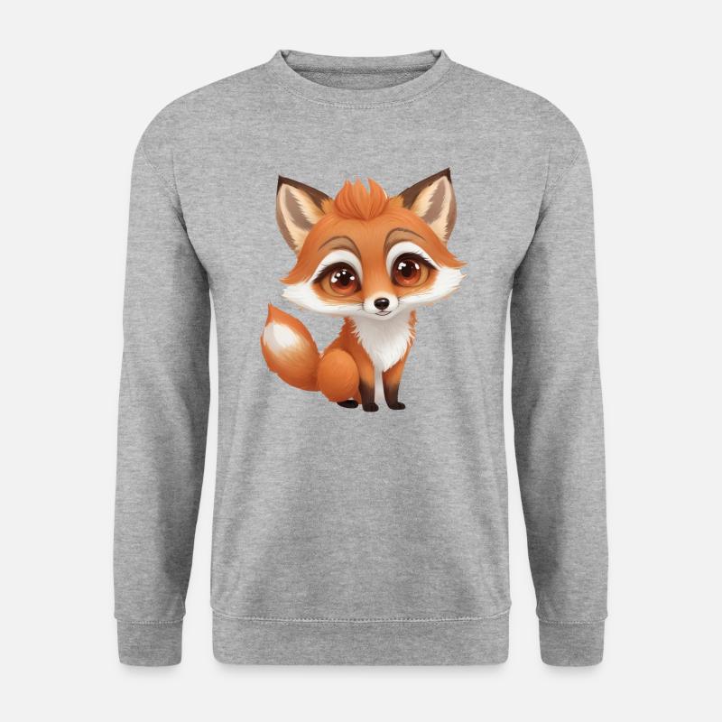 Süßer sitzender Fuchs - Unisex Pullover - Weißgrau meliert
