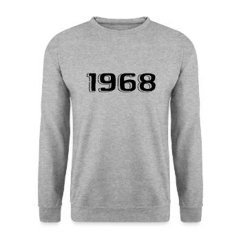 Jahrgang 1968 geboren Geburtstag Retro 1968 - Unisex Pullover - Weißgrau meliert - Vorne - Alina (178cm) & Michal (187cm)