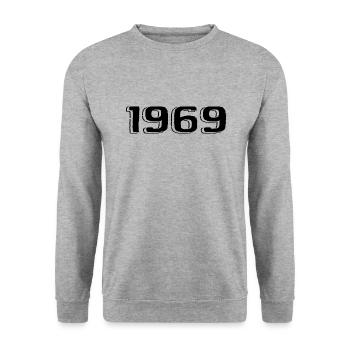 Vintage 1969 Naissance Anniversaire Rétro 1969 - Sweat-shirt Unisexe - gris chiné - Devant - Alina (178cm) & Michal (187cm)