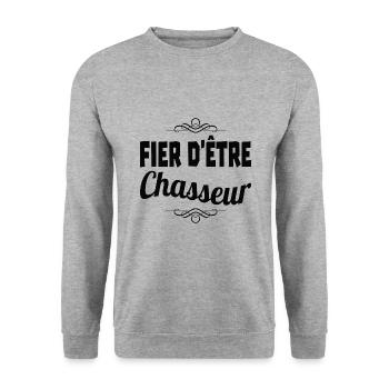 fier d'être chasseur - Sweat-shirt Unisexe - gris chiné - Devant - Alina (178cm) & Michal (187cm)