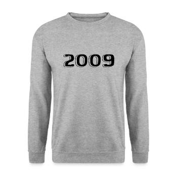 Jahrgang 2009 geboren Geburtstag Retro 2009 - Unisex Pullover - Weißgrau meliert - Vorne - Alina (178cm) & Michal (187cm)