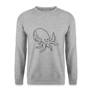 Oktopus, Tintenfisch, Geschenk, Geschenkidee - Unisex Pullover - Weißgrau meliert - Vorne - Alina (178cm) & Michal (187cm)