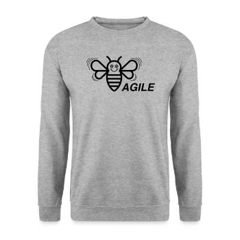Be(e) Agile - Unisex Pullover - Weißgrau meliert - Vorne - Alina (178cm) & Michal (187cm)