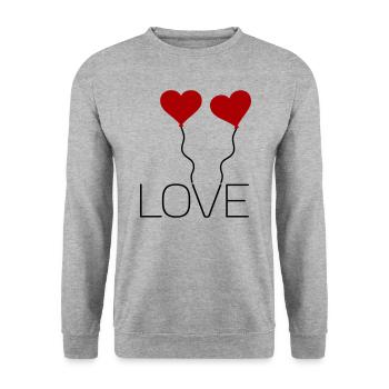 Love - Unisex Pullover - Weißgrau meliert - Vorne - Alina (178cm) & Michal (187cm)