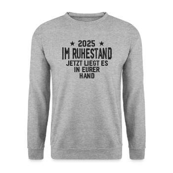 2025 Retired Funny Retiree Gift - Unisex Sweatshirt - salt & pepper - Front - Alina (178cm) & Michal (187cm)