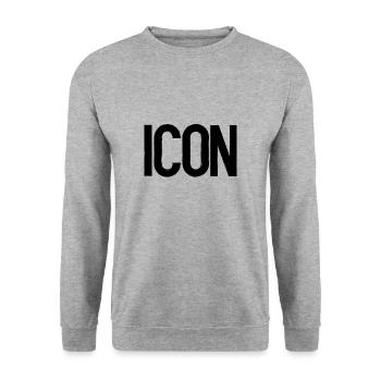 ICON lettrage de symbole - Sweat-shirt Unisexe - gris chiné - Devant - Alina (178cm) & Michal (187cm)