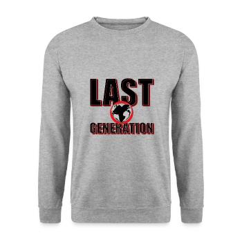 Letzte Generation - Stolz auf Klimaschutz - Unisex Pullover - Weißgrau meliert - Vorne - Alina (178cm) & Michal (187cm)