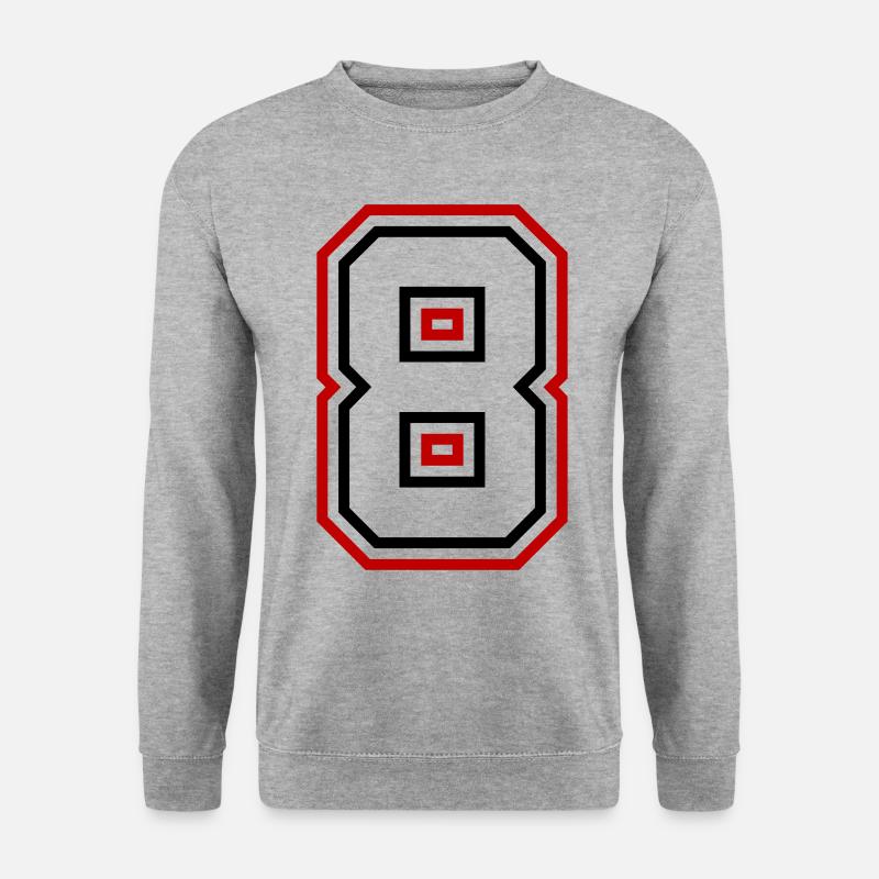 8 Zahl nummer - Unisex Pullover - Weißgrau meliert