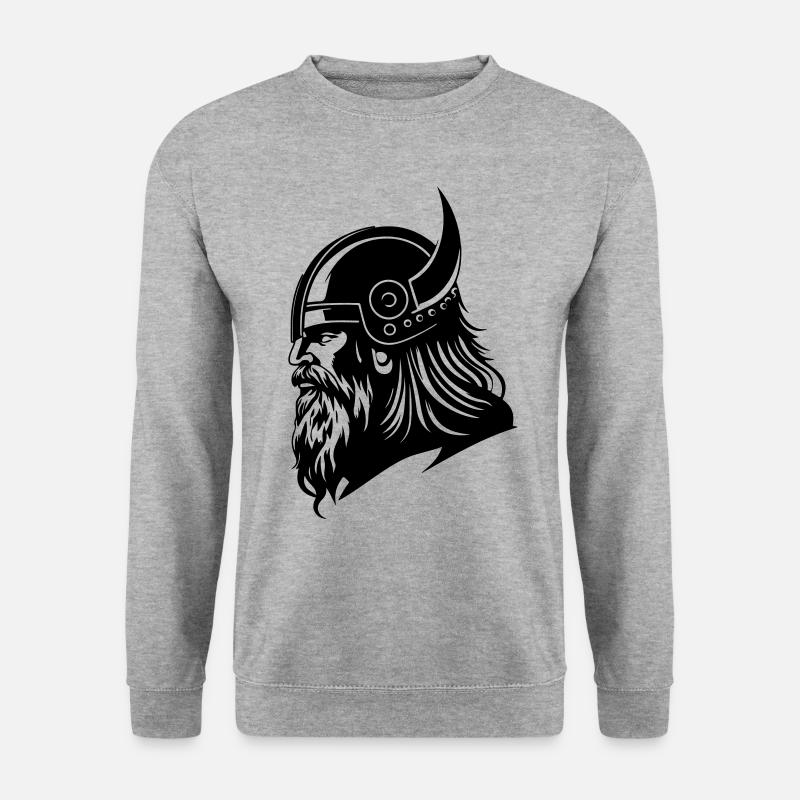 Wikinger Kopf Viking Krieger - Unisex Pullover - Weißgrau meliert