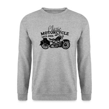Rétro 2015 Moto Motard Moto Anniversaire 2015 - Sweat-shirt Unisexe - gris chiné - Devant - Alina (178cm) & Michal (187cm)