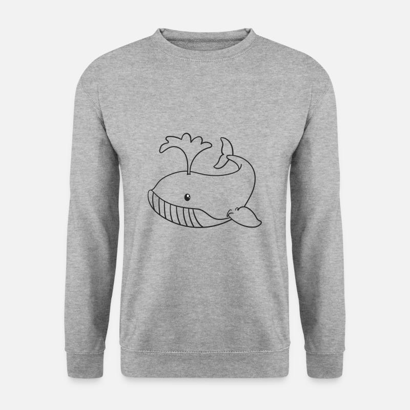Wal, Wale, Geschenk, Geschenkidee - Unisex Pullover - Weißgrau meliert