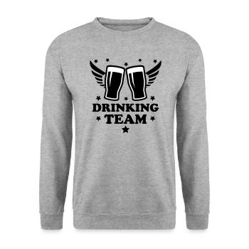 12 Drinking Team zwei glas Bier Prost - Unisex Pullover - Weißgrau meliert - Vorne - Alina (178cm) & Michal (187cm)