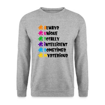 Sensibilisation à l'autisme - Sweat-shirt Unisexe - gris chiné - Devant - Alina (178cm) & Michal (187cm)