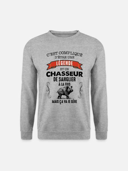 Chasseur de sanglier la légende - Sweat-shirt Unisexe - gris chiné