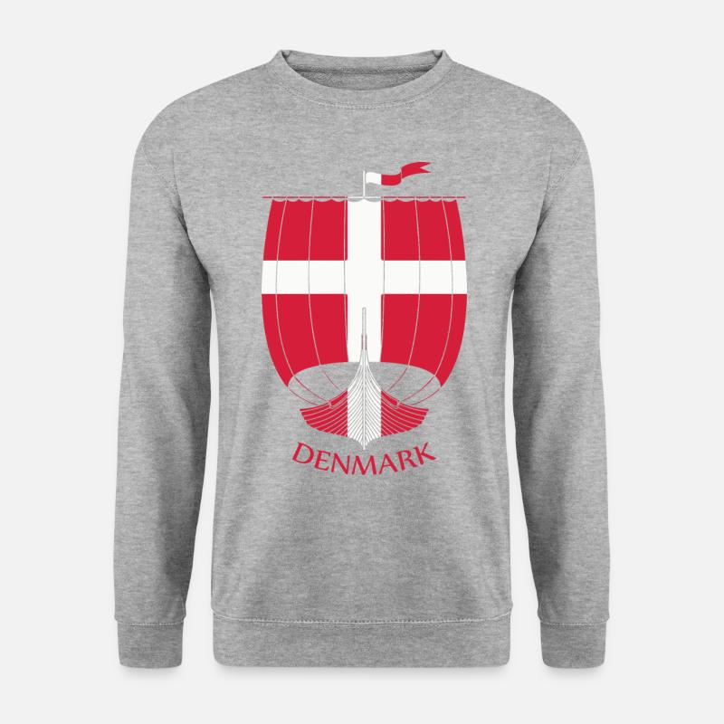 Dänemark Wikingerschiff - Unisex Pullover - Weißgrau meliert