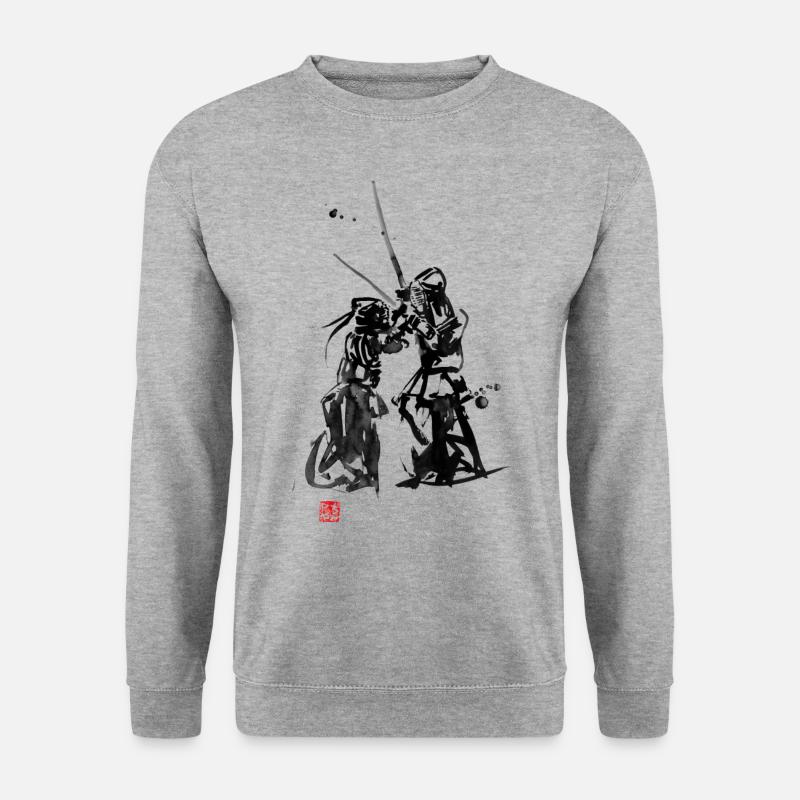 Kendo, eine Kampfkunst aus Japan - Unisex Pullover - Weißgrau meliert