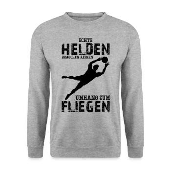 Echte Helden Fußball Fußballer - Unisex Pullover - Weißgrau meliert - Vorne - Alina (178cm) & Michal (187cm)