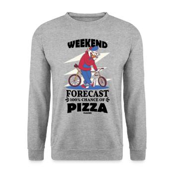 Weekend Forecast 100% Chance Of Pizza - Unisex Sweatshirt - salt & pepper - Front - Alina (178cm) & Michal (187cm)
