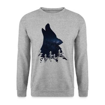 Wolf silhouette - Unisex Pullover - Weißgrau meliert - Vorne - Alina (178cm) & Michal (187cm)