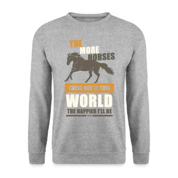 Pferd Kinder Mädchen Pferdefreund - Unisex Pullover - Weißgrau meliert - Vorne - Alina (178cm) & Michal (187cm)