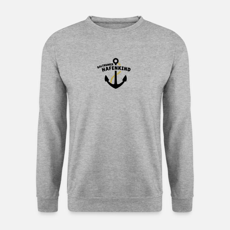 Baltrumer Hafenkind - Unisex Pullover - Weißgrau meliert