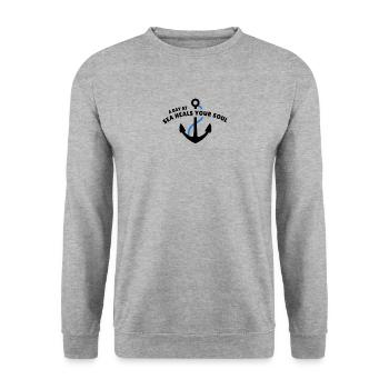 A day at sea heals your soul - Unisex Sweatshirt - salt & pepper - Front - Alina (178cm) & Michal (187cm)