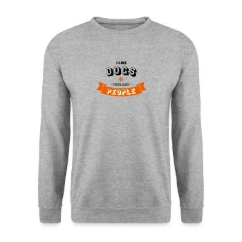 I like dogs more than people - Unisex Pullover - Weißgrau meliert - Vorne - Alina (178cm) & Michal (187cm)