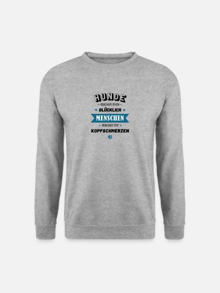 Hunde machen mich glücklich - Unisex Pullover - Weißgrau meliert