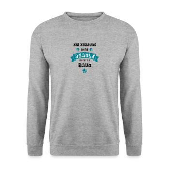 Ein Zuhause ohne Beagle ist nur ein Haus - Unisex Pullover - Weißgrau meliert - Vorne - Alina (178cm) & Michal (187cm)
