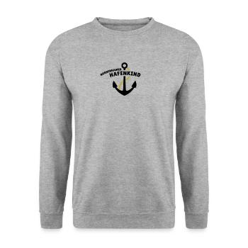 Nordenhamer Hafenkind - Unisex Pullover - Weißgrau meliert - Vorne - Alina (178cm) & Michal (187cm)