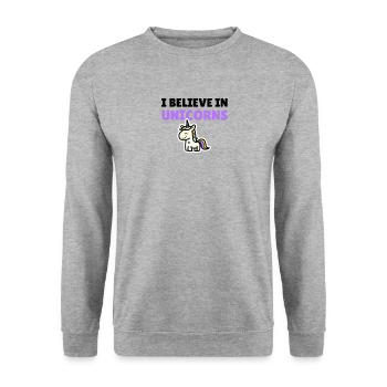 I believe in unicorns - Unisex Sweatshirt - salt & pepper - Front - Alina (178cm) & Michal (187cm)