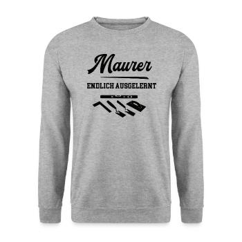 Maurer Ausbildung Bestanden Bester Azubi Lehrling - Unisex Pullover - Weißgrau meliert - Vorne - Alina (178cm) & Michal (187cm)