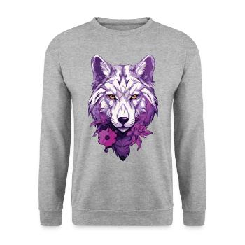 Loup #3 - Sweat-shirt Unisexe - gris chiné - Devant - Alina (178cm) & Michal (187cm)