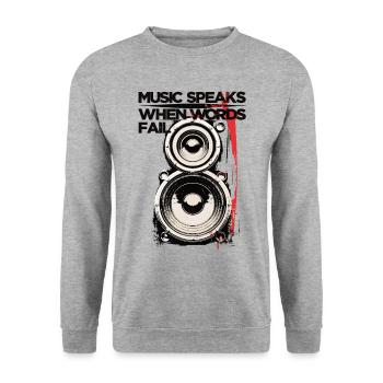 Music Speaks When Words Fail - Sweat-shirt Unisexe - gris chiné - Devant - Alina (178cm) & Michal (187cm)