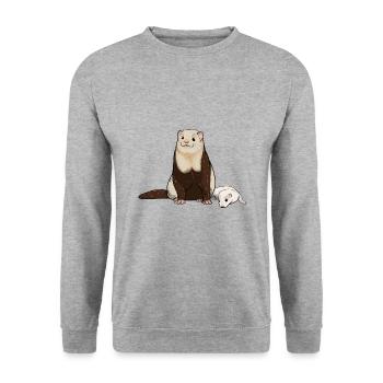 Ferret puppy - Unisex Sweatshirt - salt & pepper - Front - Alina (178cm) & Michal (187cm)