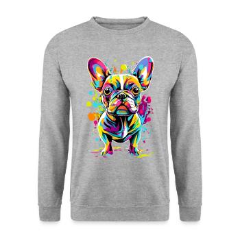 Bouledogue Français Coloré - Race de chien - Sweat-shirt Unisexe - gris chiné - Devant - Alina (178cm) & Michal (187cm)