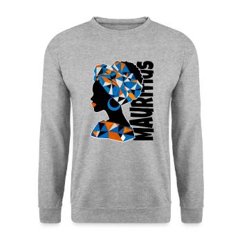 Cadeau souvenir de l’Afrique Maurice - Sweat-shirt Unisexe - gris chiné - Devant - Alina (178cm) & Michal (187cm)