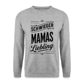 Schwiegersohn Geschenk Schwiegermamas Liebling  - Unisex Pullover - Weißgrau meliert - Vorne - Alina (178cm) & Michal (187cm)