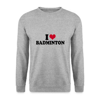 I Love Badminton - Unisex Sweatshirt - salt & pepper - Front - Alina (178cm) & Michal (187cm)